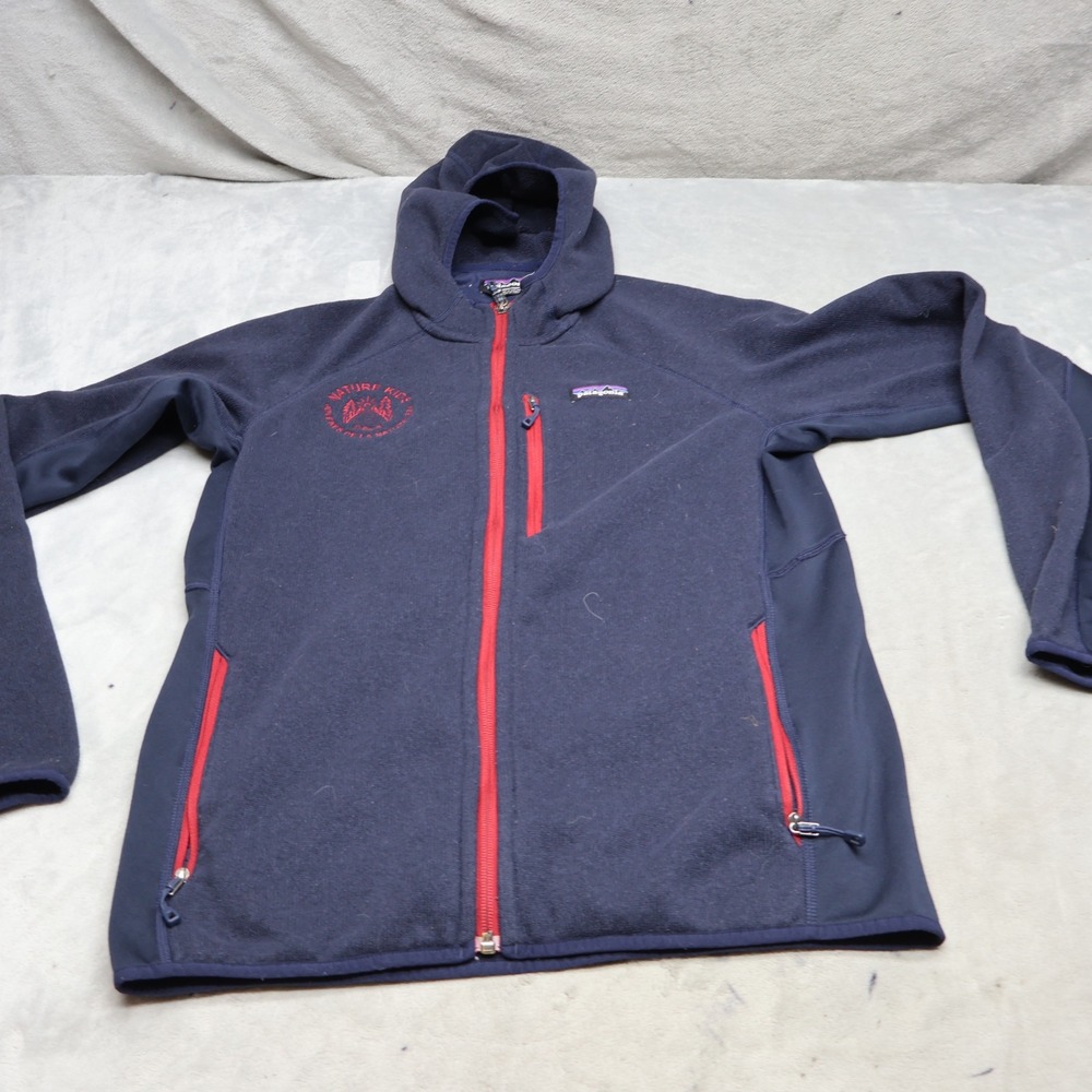 Patagonia Hoodie Mens Medium Blue Performance Better Sweater Knit Fleece LOGO